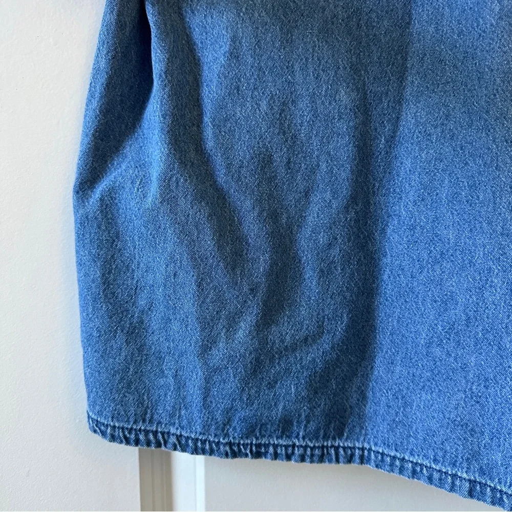 Vintage Bobbie Brooks Blue Denim Floral Embroidered Dress Women’s Size Medium - Picture 9 of 16